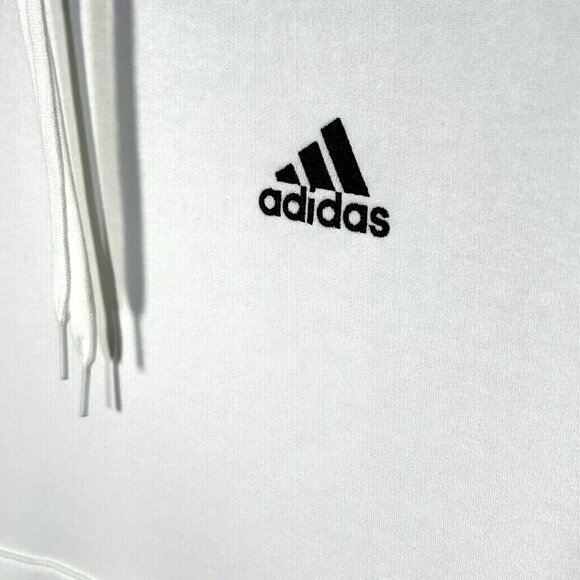 adidas Men's Essentials Pullover Fleece Hoodie Size XL Tall White Regular Fit - Picture 2 of 8